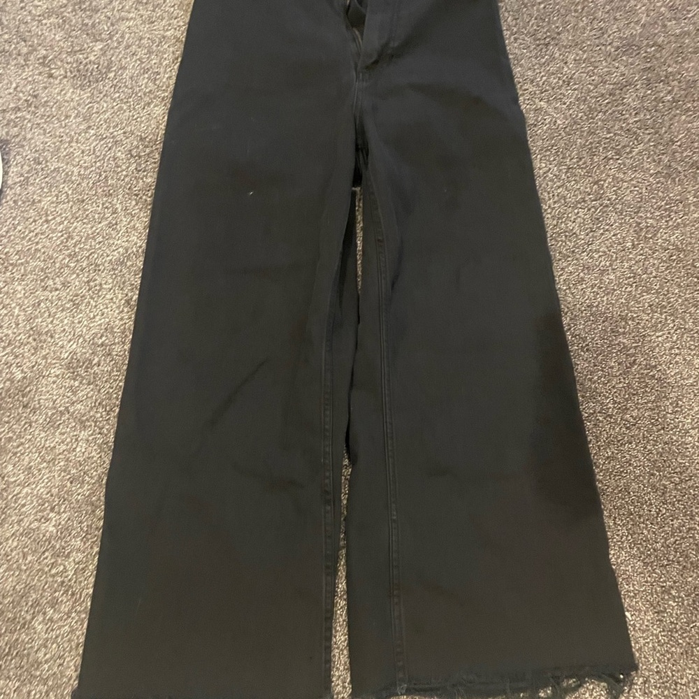 Zara Women's Black Wide-Leg Jeans